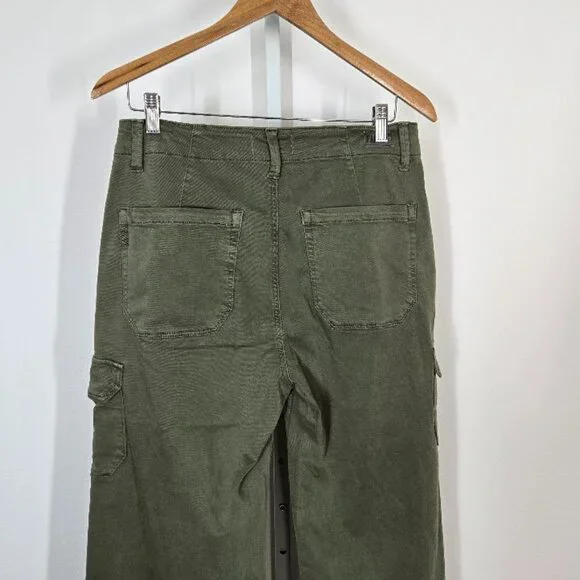 PAIGE Carly Wide Leg Cargo women's jeans in Vintage Ivy Green Size 29 NEW - Picture 8 of 11